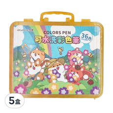 PENROTE 筆樂 柴語錄36色可水洗彩色筆, 黃色, 5盒