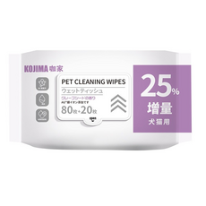 KOJIMA 犬貓用寵物濕巾 80枚+20枚 25%增量, 100抽, 1包