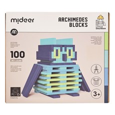 mideer 阿基米德積木 100片, 冷色, 1盒