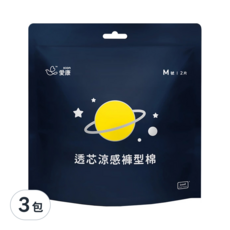 icon 愛康 透芯涼感褲型棉, M號, 300cc極致吸力, 植物萃茶樹薄荷精油, M, 2片, 3包