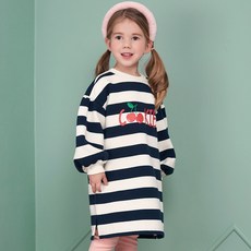 마리앤모리 아동용 체리쿠키 스트라이프 기모 티셔츠