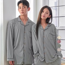 [2pack] 도씨 소프킨 깅엄체크 커플 잠옷 세트
