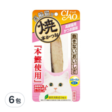 INABA CIAO 啾嚕 高齡貓 本鰹燒魚柳條, 高齡貓適用 柴魚片味, 柴魚味, 6包
