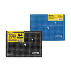 Pencom 尚禹文具 A4止滑雙面切割墊, 22x30cm, 台灣製造, 食品級材質 無塑化劑 無重金屬, 220 x 300mm, 黑色 + 藍色