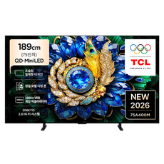 TCL 4K QD Mini LED 초슬림 프리미엄 TV, 75A400M, 방문설치, 스탠드형, 189cm(75인치)