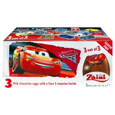 Zaini 阿尼 汽車總動員系列 驚喜蛋巧克力 3入 Set - 義大利產 香濃巧克力, 皮克斯聯名玩具, 60g, 1盒