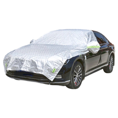 YORI優里 汽車遮陽半罩, 銀色, 2.45x2.3m / 2.5x2.4m, 一般轎車/休旅車適用, 1個