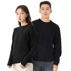 CARET 中性麻花紋毛衣, 黑, S