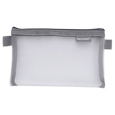 Hechooses 簡約網紗筆袋 12*20.5cm, 灰色, 1個