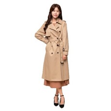 CARET 女款長版風衣，附腰帶，米白色，M號, M(66), 淺褐色