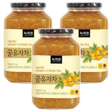 NOKCHAWON 綠茶園 蜂蜜柚子茶 1公斤, 含有豐富果肉, 口感飽滿, 適合冷沖或熱泡, 1kg, 3罐