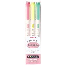 ZEBRA 斑馬牌 MILDLINER 雙頭螢光筆 - 3色套裝, 淡柔, 1組