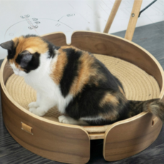 우디스팩토리 고양이 스크래칭 해먹 침대 미니빈, 월넛