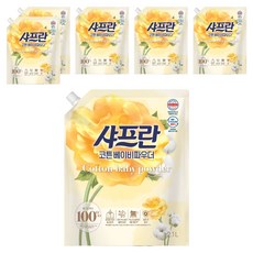 샤프란 섬유유연제 코튼 베이비파우더 리필, 2.1L, 6개