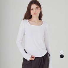 ELLEPARIS 여성용 슬림핏 딥 유넥 긴팔 티셔츠 LLEPARIS 여성용 슬림핏 딥 유넥 긴팔 티셔츠