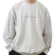 BOHRHOO Needle Sweat 拼接 尼龍 口袋 分割 大學Tee 長袖, XL, 米白色