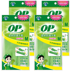 OP 環保舒適手套耐用強化 一般型, M(33 x 8.5cm), 綠色, 4包