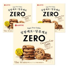 롯데제로 초콜릿칩 쿠키 12개입, 168g, 3개