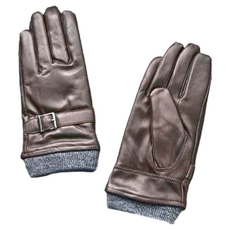 Leather Glo 男士手套，綿羊皮，絨毛內裏，咖啡色, 咖啡, L掌圍22cm 總長23.5cm