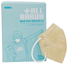 올바른 라이트 비말차단마스크 소형 KF-AD, 30개입, 1개, 베이지