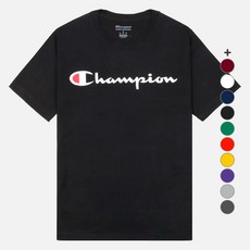 美國 Champion 經典圖案短袖T恤, 黑色