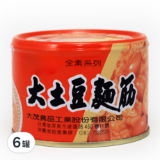 大茂 大土豆麵筋, 全素系列, 口感柔韌富彈性, 傳統中式早餐必備, 170g, 6罐