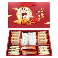 新竹福源 花生醬綜合餅乾禮盒 372g, 花生醬夾心酥8入, 水滴蛋捲8入, 花生醬有餡蛋捲4入, 花生醬米棒10入, 1盒