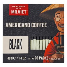 MR.VIET 美式黑咖啡，20包 x 2克/0.07盎司，40克/1.4盎司, 40g, 1盒