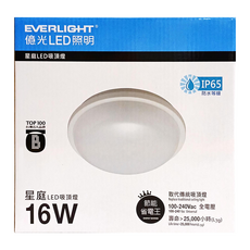 EVERLIGHT 億光 16W星庭LED吸頂燈, IP65防水等級 節能省電, 自然光