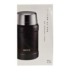 Kinyo 316不鏽鋼真空燜燒罐 附便攜雙層鋁箔保溫袋 KIM-48 100 x 100 x 190mm 555g, 黑色, 800ml, 1盒
