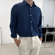 디엘크리 남성용 루즈핏 빅사이즈 구김방지 사계절 긴팔 셔츠
