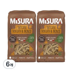 미주라 통밀펜네떼, 500g, 6개