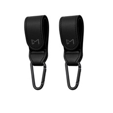 Le Mayer Carabiner 皮革嬰兒車掛鉤架 包掛架配件, 黑色, 2個