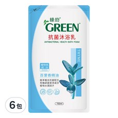 GREEN 綠的抗菌沐浴乳補充包, 百里香精油, 700ml, 6包