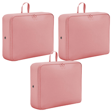 抗皺旅行衣物收納壓縮袋 Set 3, 40cmX30cmX18cm, 記憶棉布, 櫻花粉, 30 x 18 x 40cm, 3個, 1組