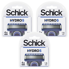 Schick 舒適牌 Hydro 5 高級刮鬍刀片, 4入, 3個