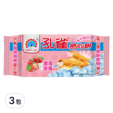 孔雀 捲心餅 濃厚草莓口味，香脆餅皮包裹滑順內餡, 63g, 3包