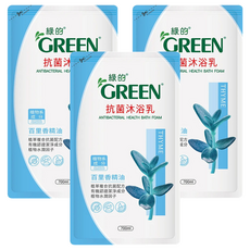 GREEN 綠的抗菌沐浴乳補充包, 百里香精油, 700ml, 3包