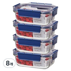 락앤락 글라스 탑클라스 직사각 밀폐용기, 8개, 630ml *4p 8개, 단품