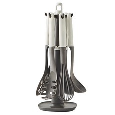 LocknLock 樂扣樂扣 Support廚具 7種組, 湯勺+拌炒匙+鍋鏟+打蛋器+撈麵勺+漏勺+收納架, 象牙白