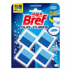 Bref 妙力 投入式馬桶清潔錠 Set 4入, 強效衛生洗淨 + 海水藍色, 200g, 1組