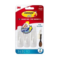 3M Command 無痕 防水掛鉤一般包 中型 18010G 3入, 白色, 1組