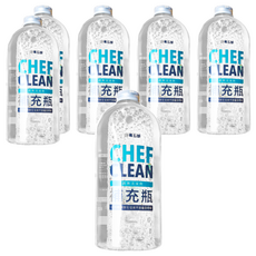 CHEF CLEAN 淨毒五郎 蔬果清潔劑補充罐, ECOCERT認證, 植物性原料, 食品洗劑等級, 奶瓶可用, 醫師推薦, 蔬果清潔首選, 1L, 6瓶