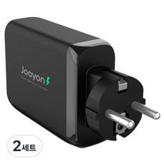 주연테크 캐리밥 120W 4포트 올인원 초소형 PD 고속 충전기 + USB-C 케이블 세트, 블랙, 2세트