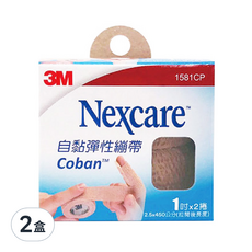 3M Nexcare 自黏彈性繃帶, 適用於傷口包紮, 固定敷料於多毛及脆弱的皮膚上, 2捲, 2盒