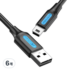 벤션 USB A to 미니5핀 케이블 COM, 1m, 블랙, 6개