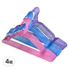 吉祥 大凹槽多功能衣架 10入組, 尺寸46x22cm, 防滑乾溼兩用, 防水防鏽, 強力支撐, 藍色/紫色/粉紅色, 4組