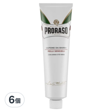 PRORASO 敏感肌刮鬍膏 植萃綠茶 白標, 150ml, 6個