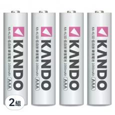 KANDO 感動 4號低自放充電電池 1000mAh Set 4顆, 各類3C/電子產品均適用, 2組