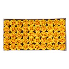 MORIANN 玫瑰香皂花頭 50入+塑膠花托 50入, 深黃色, 1組